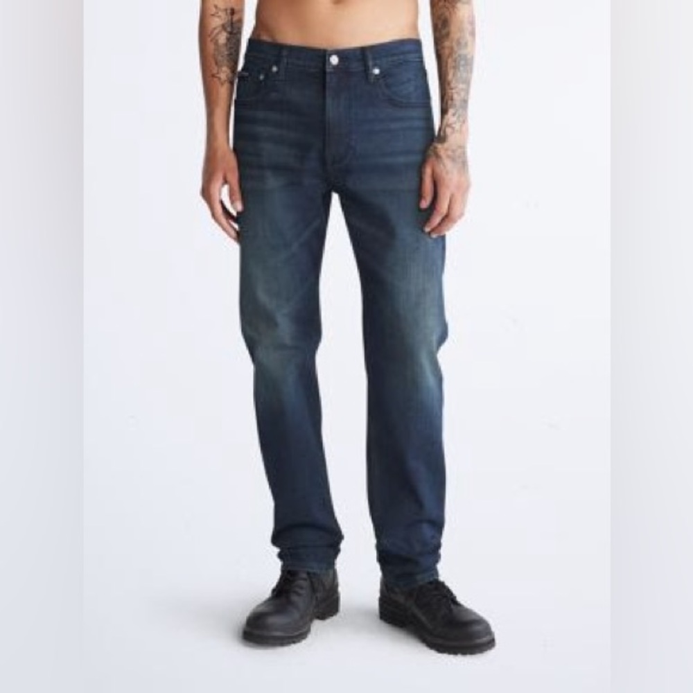 Calvin Klein Slim Straight Jeans 33x32 Boston Blue Black